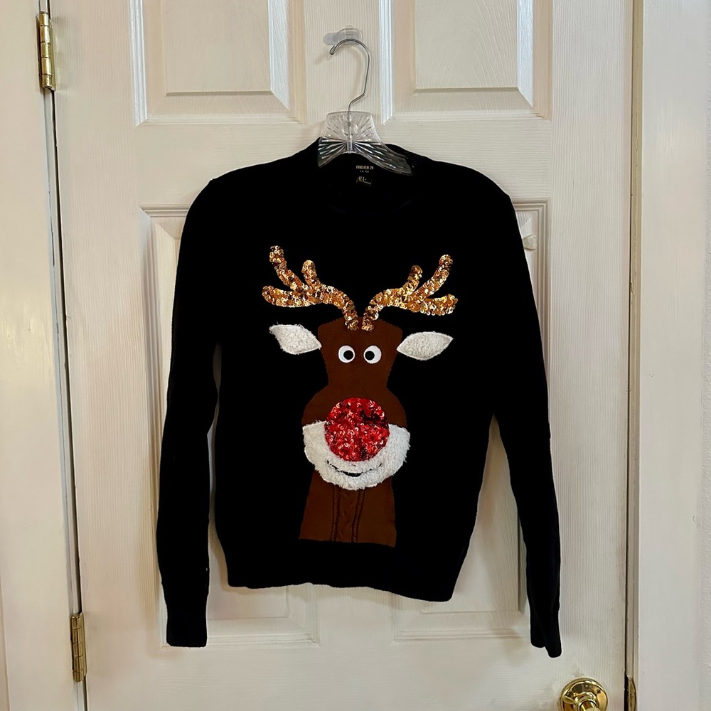 Forever 21 Black Reindeer Sweater size small